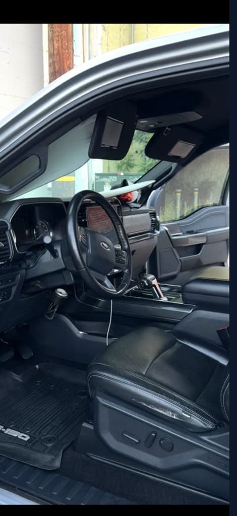 Ford F-150 steering wheel and dashboard after interior detail